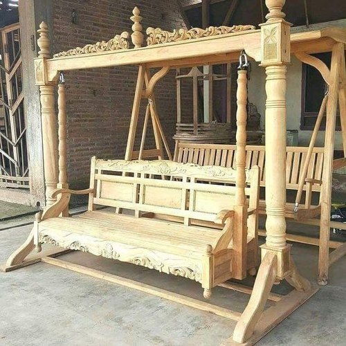 Living Room Teak Carved Wooden Swing Jhoola Royal Antique Design Wooden Swing Jhoola Traditional Antique Polished Elegant Royal