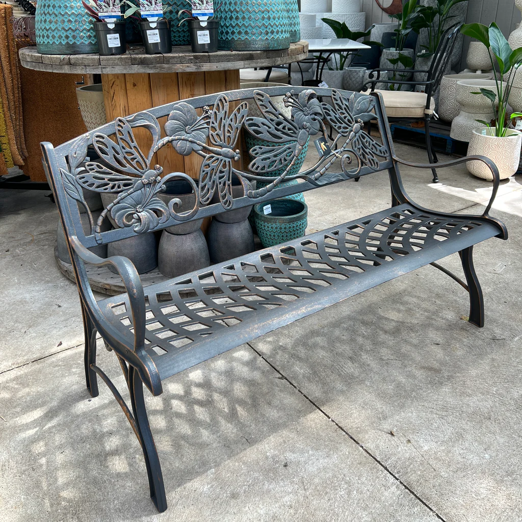 Butterfly Scroll Metal Cast Iron Bench Outdoor Garden Classical Finishing Hot Selling Bench Antique Patio Outdoor Benches