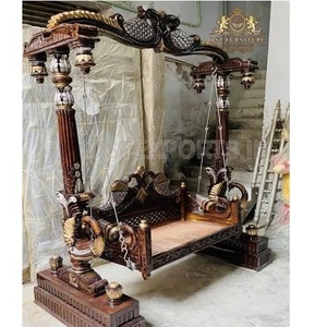 Wholesale Teak Wood Brown Wooden Swing Jhoola Royal Antique Design Wooden Swing Jhoola Traditional Antique Polished Elegant Roya