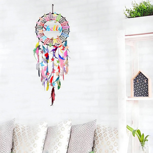 Unique Personalised Colourful Name Wall Decorations For Home Star Shaped Wall Decor Boho Flat Dream Catcher Macrame Wall Hanging