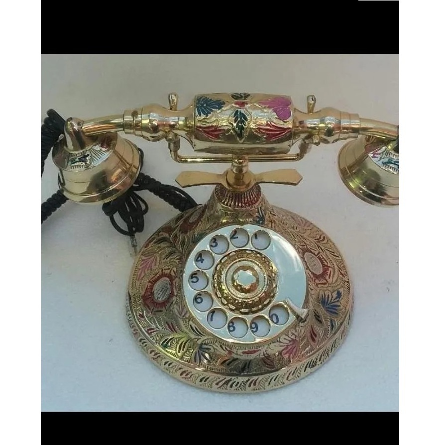 Classical Brass Indian Old Style Rotatory Dial Corded Antique Phone Classical Brass Rotary Phone By Indian Vendor Factory Price