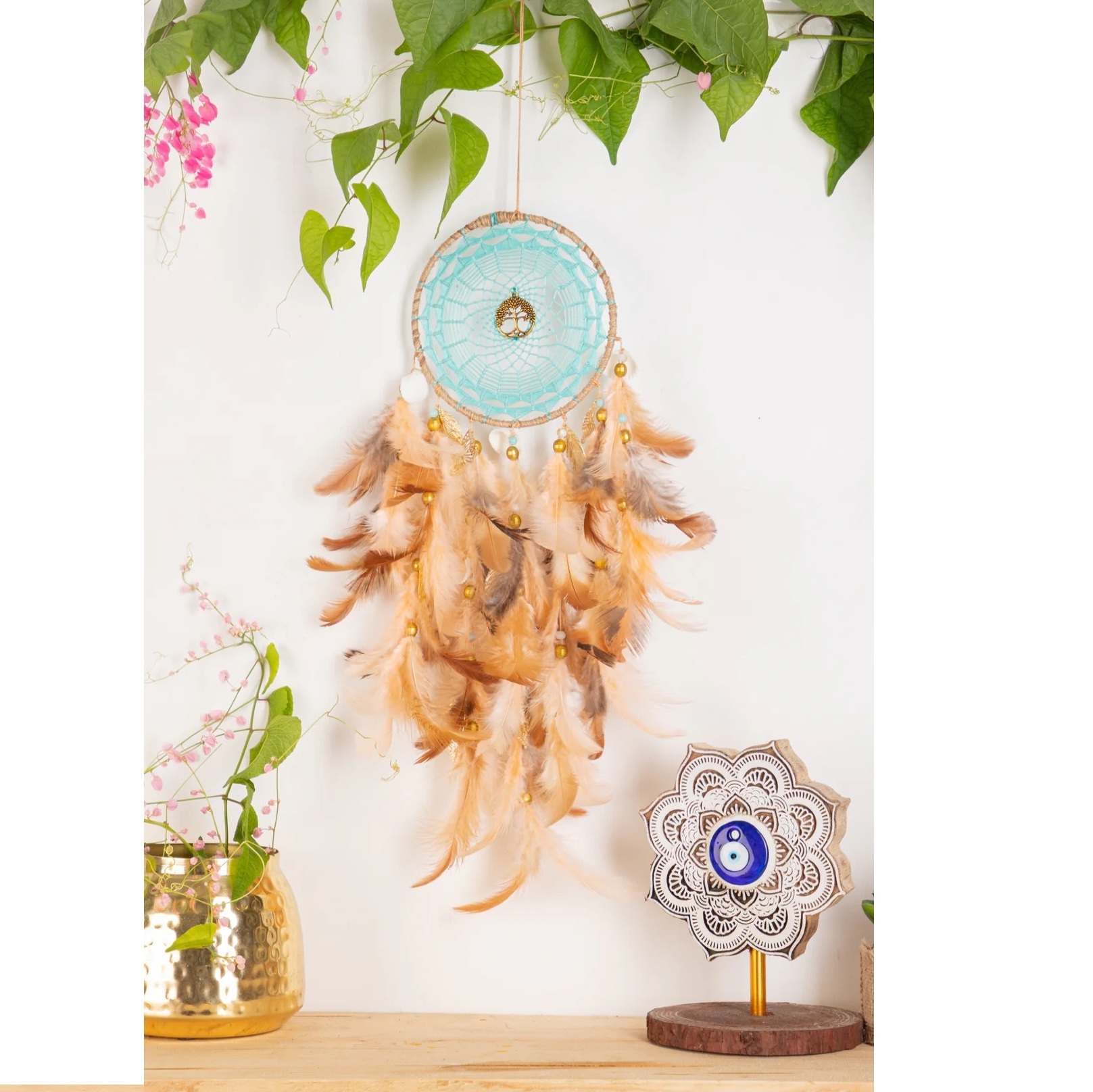 Medium Dream Catcher Fancy Design Wall Decorations For Home Star Shaped Wall Decor Boho Flat Dream Catcher Macrame Wall Hanging