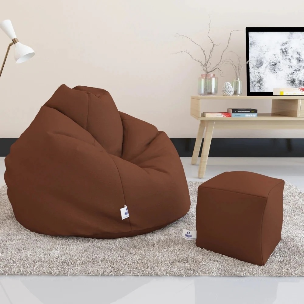 Brown Bean Filled Elite Inflatable Giant Coffee Cozy Indoor Outdoor Lazy boy Leisure Bean Bags Chairs Sofa Cover Couch Bean Bag