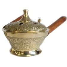 Embossed Brass Handmade Fragrance Lamp Oil Diffuser Camphor Lamp Burner Bakhor Incense Frankincense Burner Brass Incense Holder