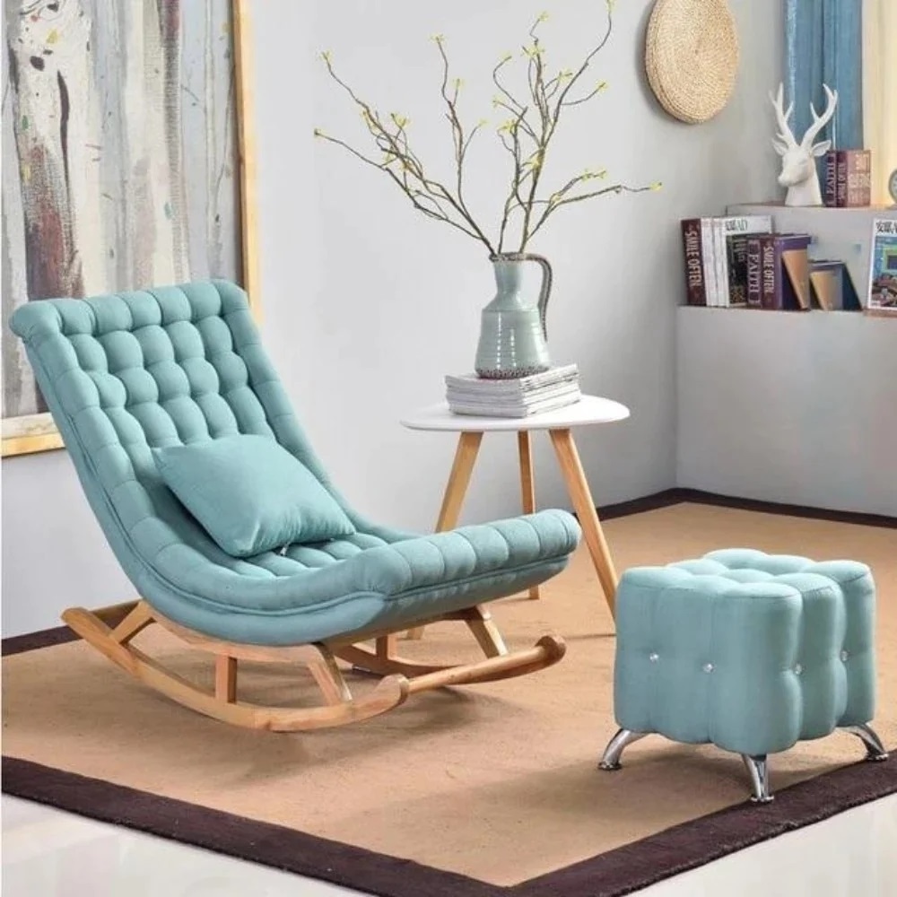 White Retro American Wooden Rocking Chair at Wholesale Price from Indian Vendor Wooden Recliner European Design Vintage Design