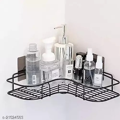 Three Tier Adjustable Wall Mounted Storage Wall Shelf With Black Coating Finishes High Quality With Three Tiers For Storage at W