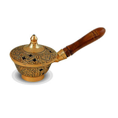 Embossed Brass Handmade Fragrance Lamp Oil Diffuser Camphor Lamp Burner Bakhor Incense Frankincense Burner Brass Incense Holder