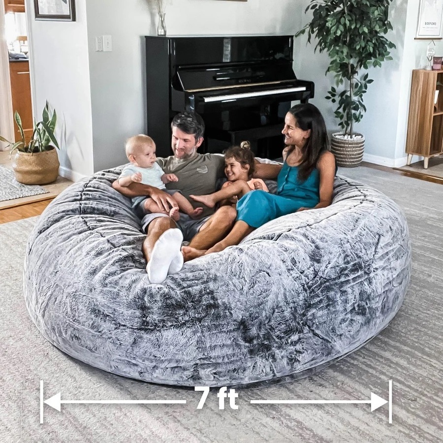 1 Seater Bean Bag Couch with Armrest Inflatable Giant Cozy Indoor Outdoor Lazy boy Leisure Bean Bags Chairs Sofa Cover Couch Bea