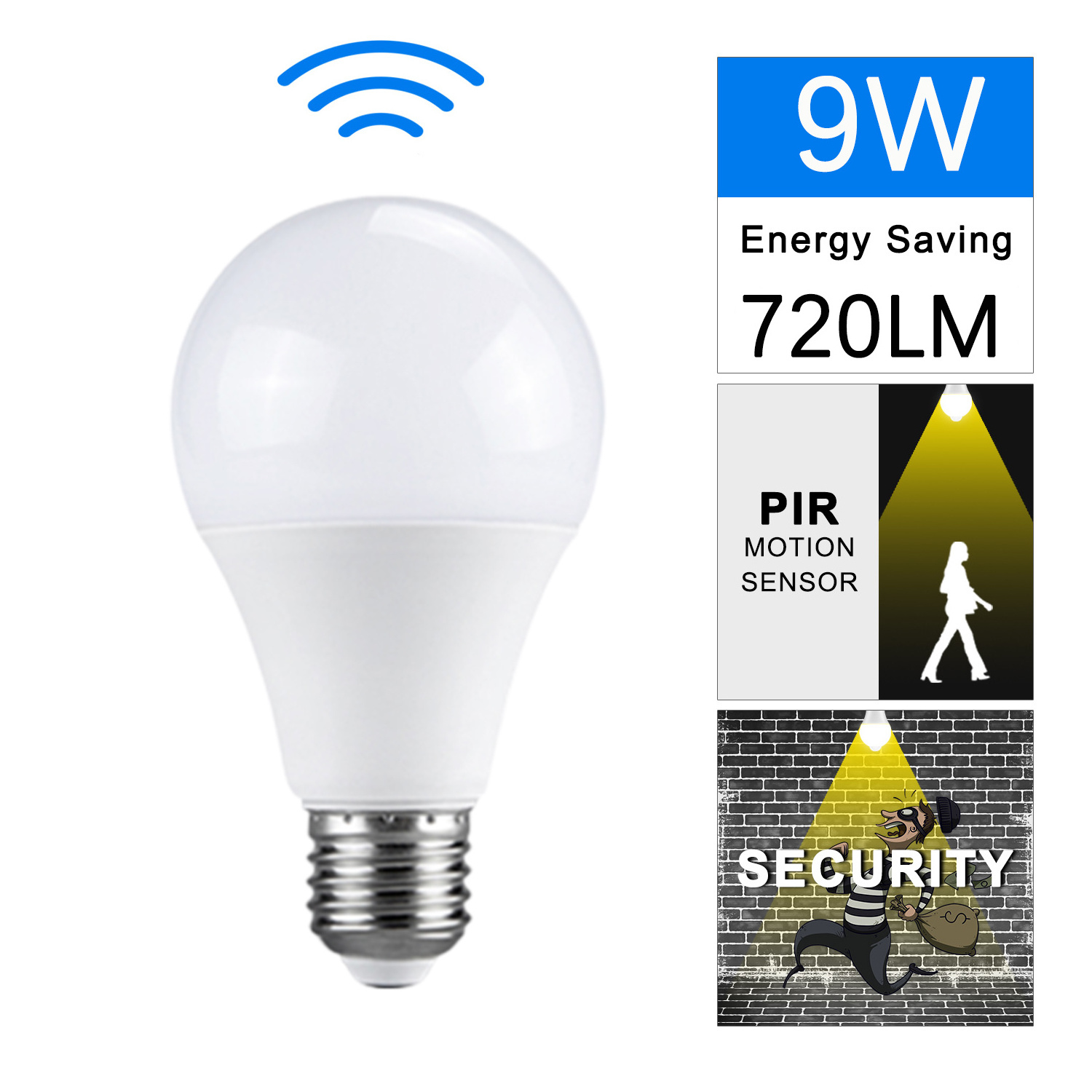 New Smart Light E27 9W 220V Led Motion 7w 9w 12wsound and Sensor Light Bulb