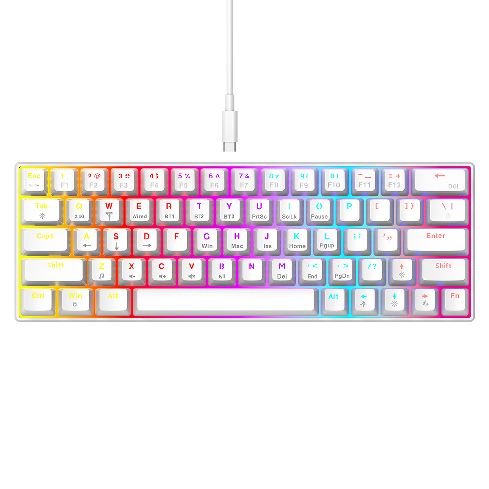 ergonomic 60% rgb backlight mini usb wire backlit mechan custom computer switch switches wireless mechanical gaming keyboard