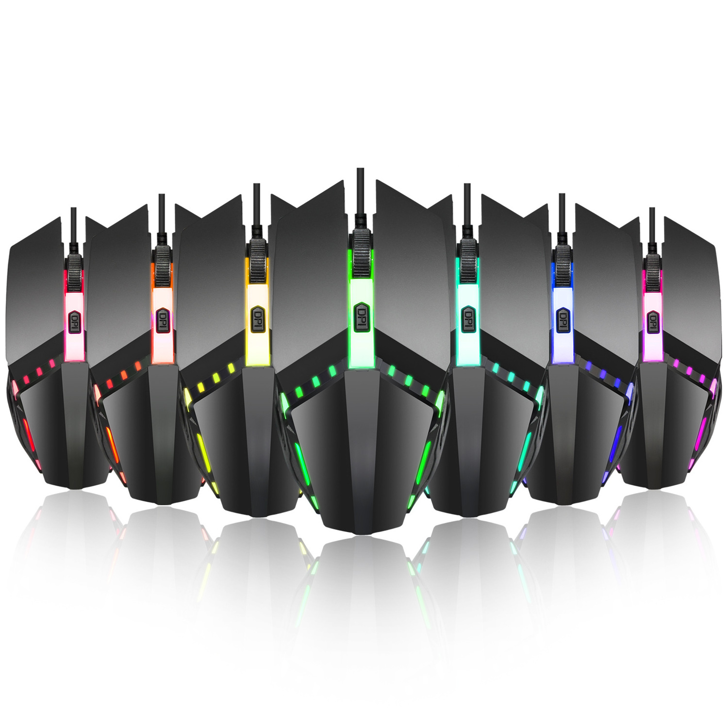 HXSJ S200 wired mouse colorful luminous competitive computer game mouse 4D ergonomic design spot cross-border