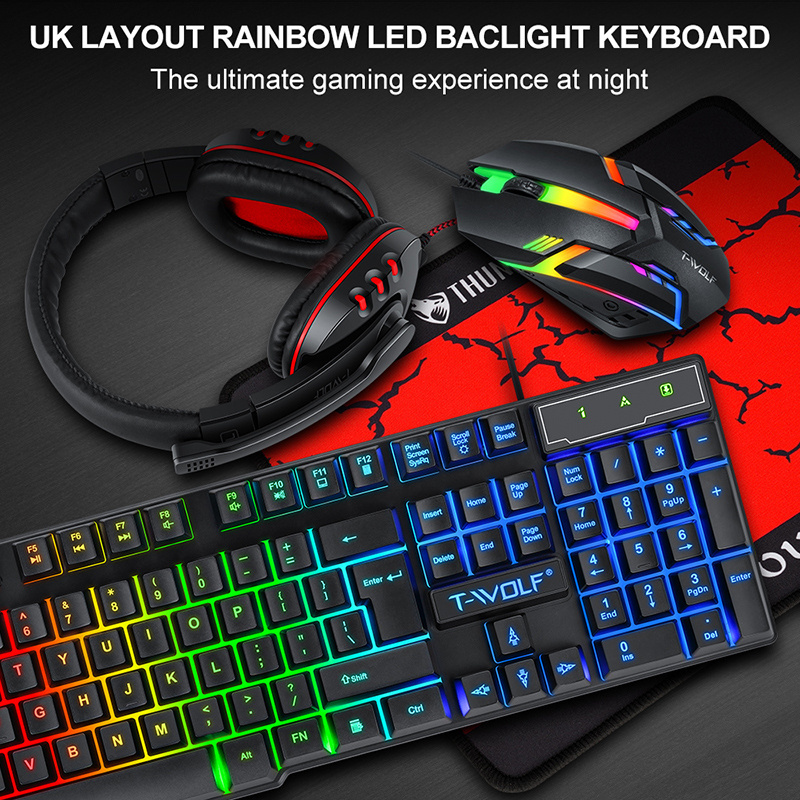 LIVOLF TF-800 keyboard mouse set headset key mouse four-piece game luminous game office home cross-border