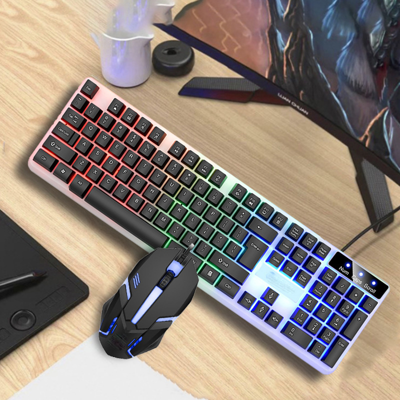 Low MOQ High quality ergonomics cheap wholesale free-sample mixing Led computer desktop Standard gaming keyboard and mouse combo