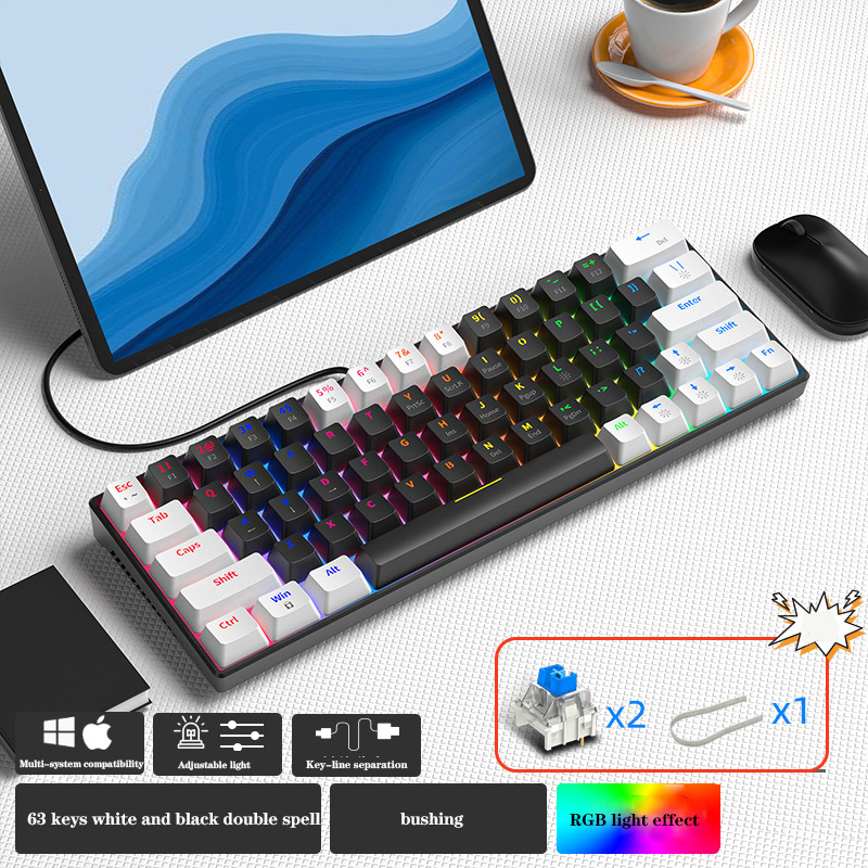 60% wire ergonomic mechan computer switch switches usb custom backlit wireless mechanical backlight mini rgb gaming keyboard