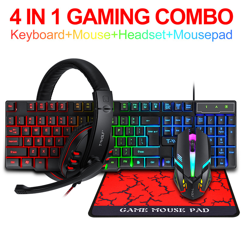 LIVOLF TF-800 keyboard mouse set headset key mouse four-piece game luminous game office home cross-border