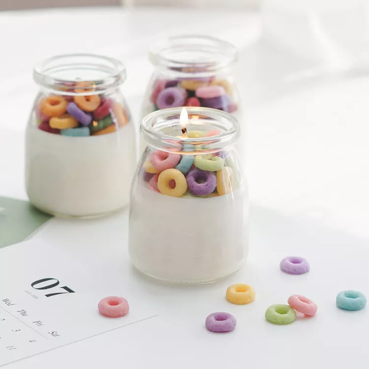 New Arrival Pudding Bottle Jar Cereal Candles Private Label Dessert Aromatherapy Soy Wax Fragrance Scented Candle Gifts