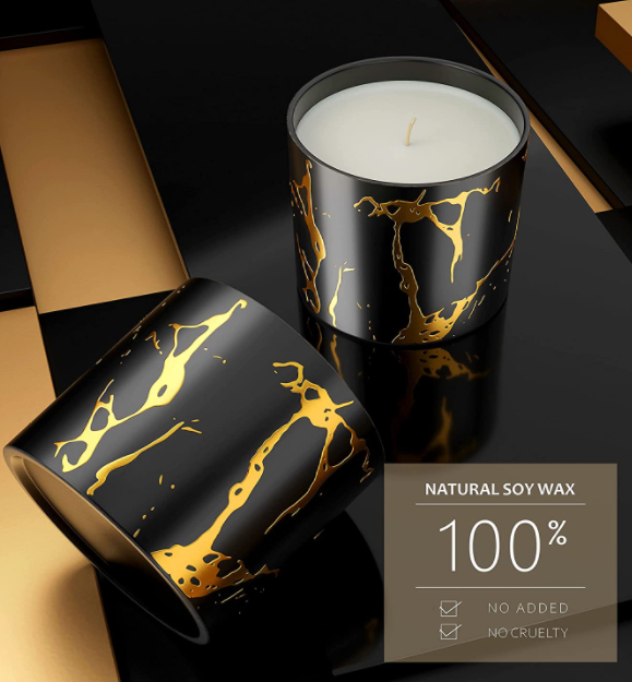 Home bathroom decoration 8.83oz soy wax ceramics jar luxury marble candle holder container aromatherapy aesthetic candle