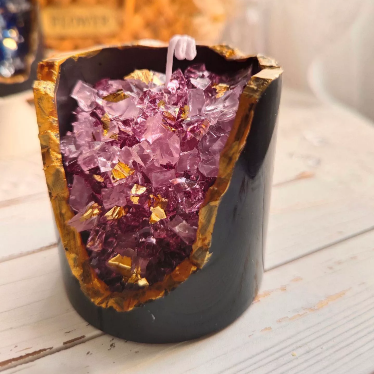 Hot Selling Colorful Healing Crystal Candles Gold Leaf Soy Wax Jar Luxury Aromatherapy Aromatic Scented Candles for home decor