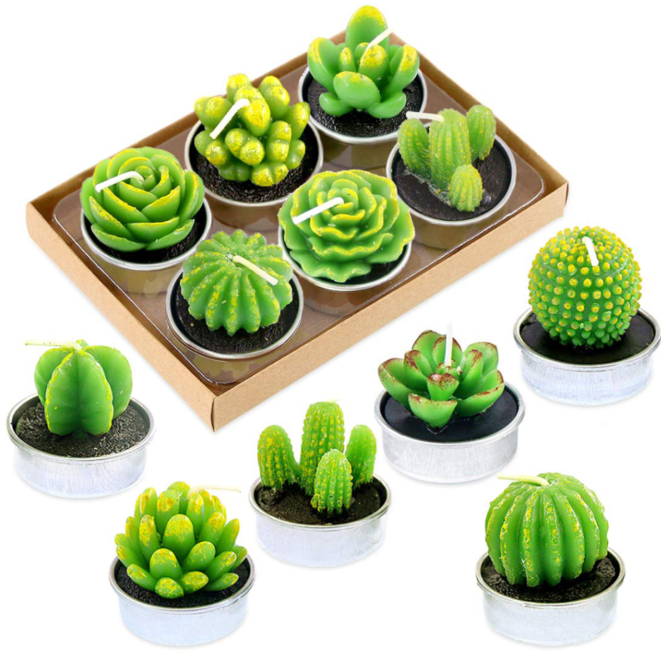 Artificial Succulents Decorative Tea Light Candles Bulk scented candle gift set Perfect for Birthday Wedding Party Home Decor