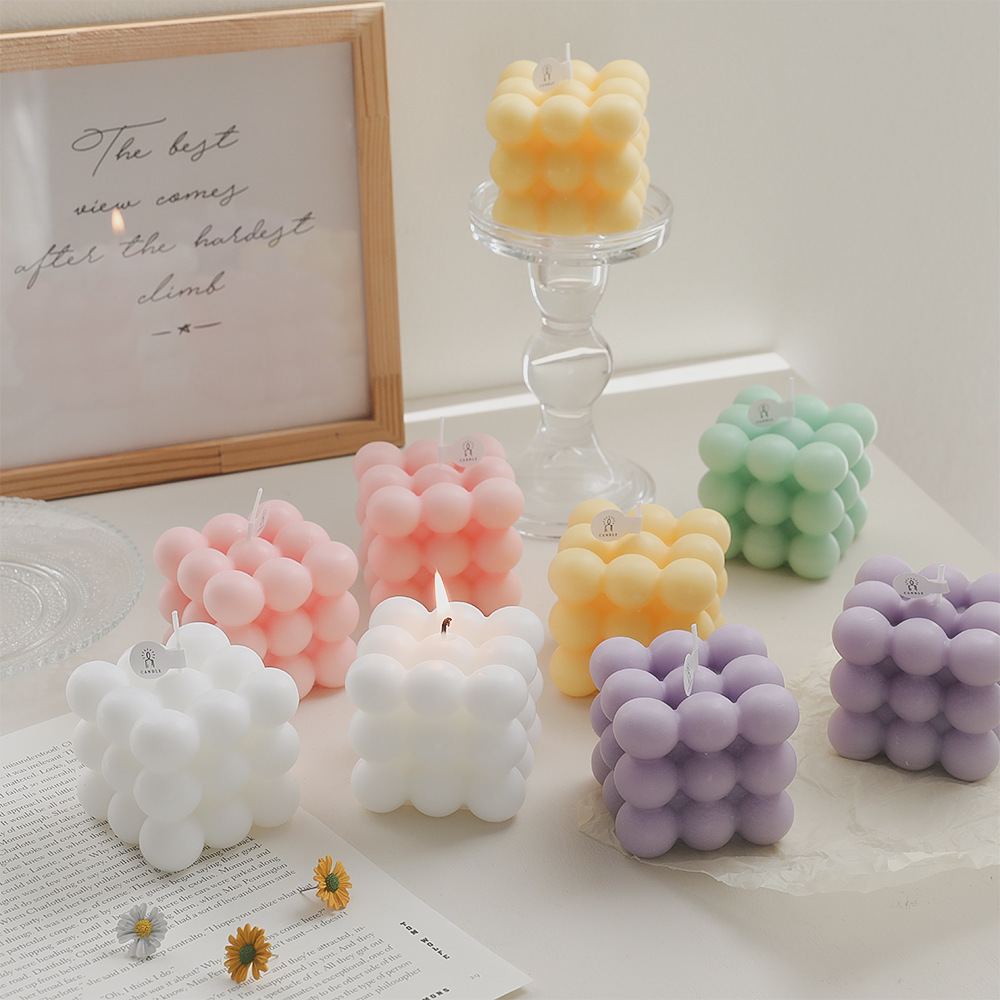 Wholesale Hot Sell Private Label Multiple Colors Cube Art Candles Bubble Soy Wax Fragrance Scented Candles For Home Decoration