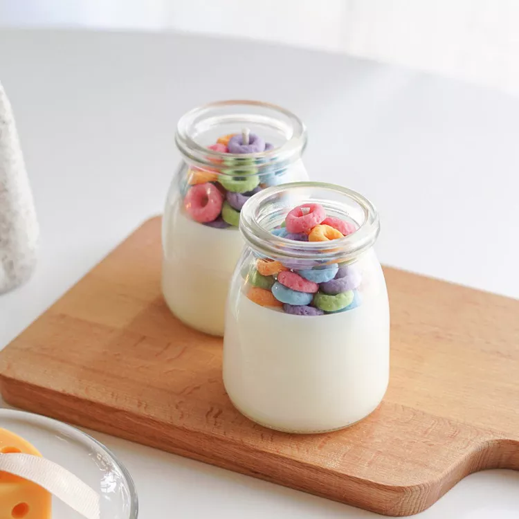 New Arrival Pudding Bottle Jar Cereal Candles Private Label Dessert Aromatherapy Soy Wax Fragrance Scented Candle Gifts