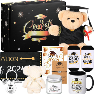 10 Pcs Graduation Gifts for Her Him 2024 College Congratulations Graduation Gifts Box Sets Blanket Bear Mug Key chain Candle