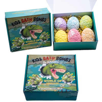 Wholesale Organic Natural Cleansing 6 Packs Dinosaur Egg Bath Bombs Kids Surprised Toys Inside Bubble Bath Fizzy Gift Set