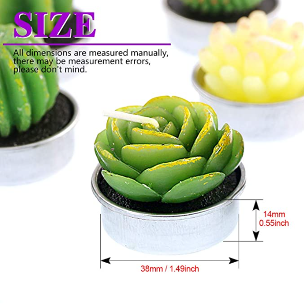 Artificial Succulents Decorative Tea Light Candles Bulk scented candle gift set Perfect for Birthday Wedding Party Home Decor