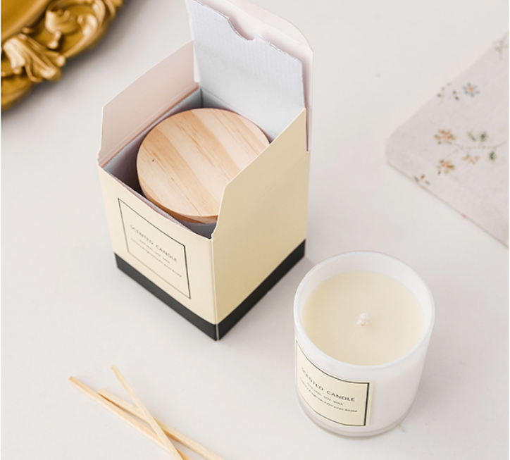 Factory OEM White Glass Candle Jar Custom Private Label Soy Wax Scented Candles with Wooden Lid Luxury Box Christmas Gift Set