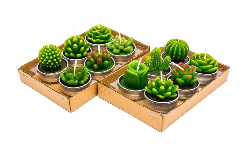 Artificial Succulents Decorative Tea Light Candles Bulk scented candle gift set Perfect for Birthday Wedding Party Home Decor