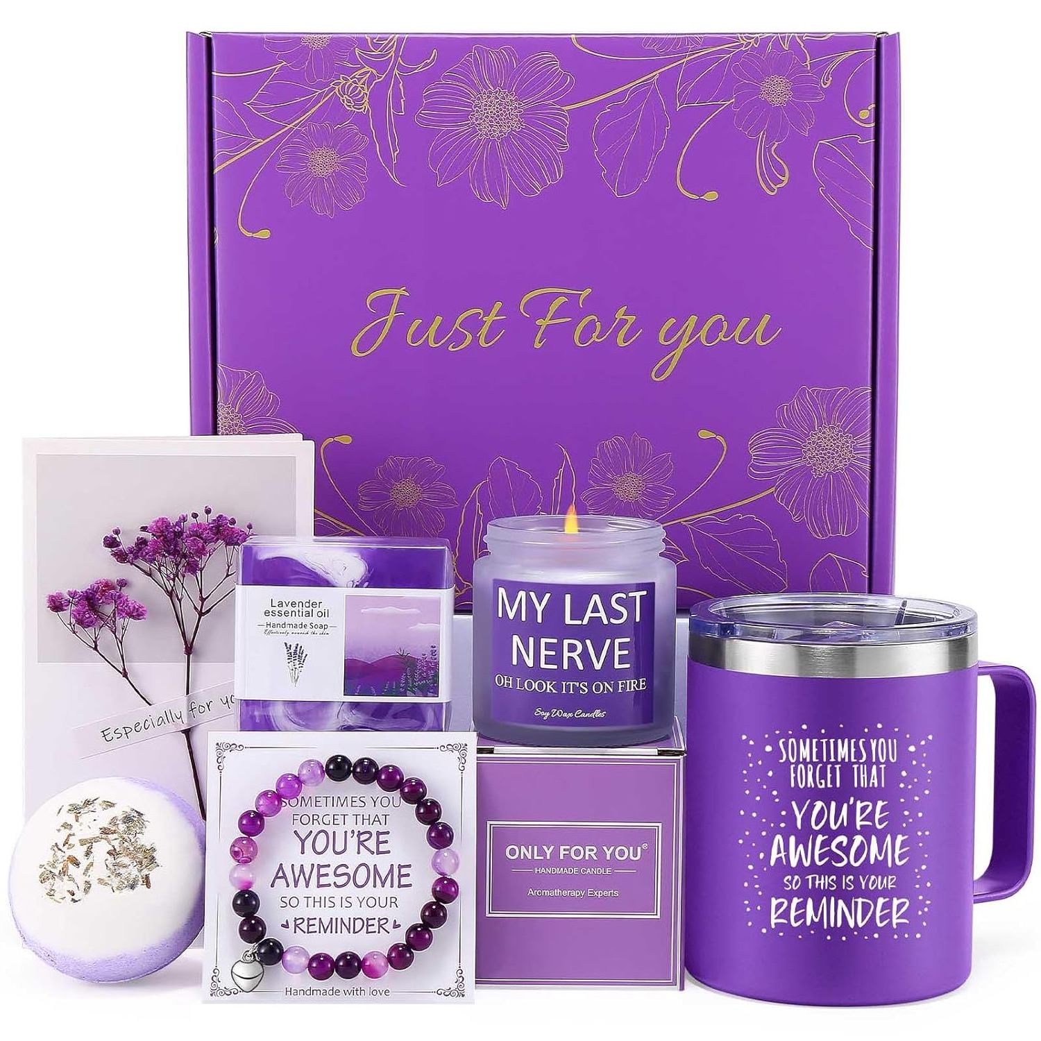 Luxury Perfume Gift Sets Wine Tumbler Candle Bath Bomb Relaxing Bath Spa Gifts Basket Set Unique Christmas Gift Set For Women