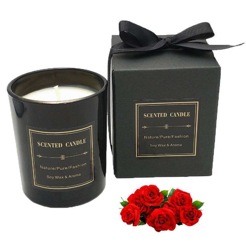 Home Decoration Custom Luxury Candle personalized private label Black Matte Glass Jar Soy Wax Scented Candles