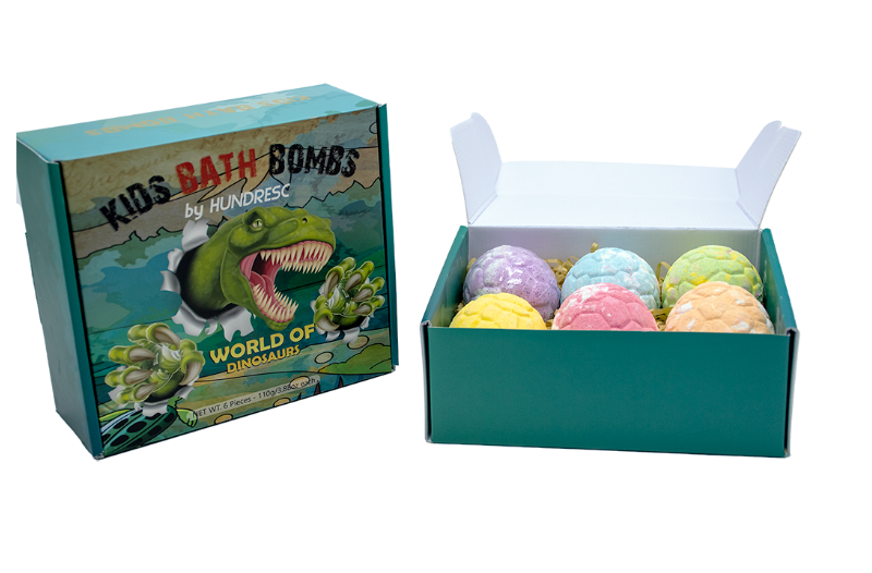 Wholesale Organic Natural Cleansing 6 Packs Dinosaur Egg Bath Bombs Kids Surprised Toys Inside Bubble Bath Fizzy Gift Set