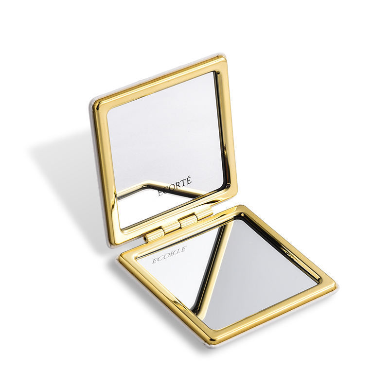 Decorte Luxury  Decorating Pocket Mirror Gold Silver Compact Mirror Double Side Square Mini Pocket Mirror