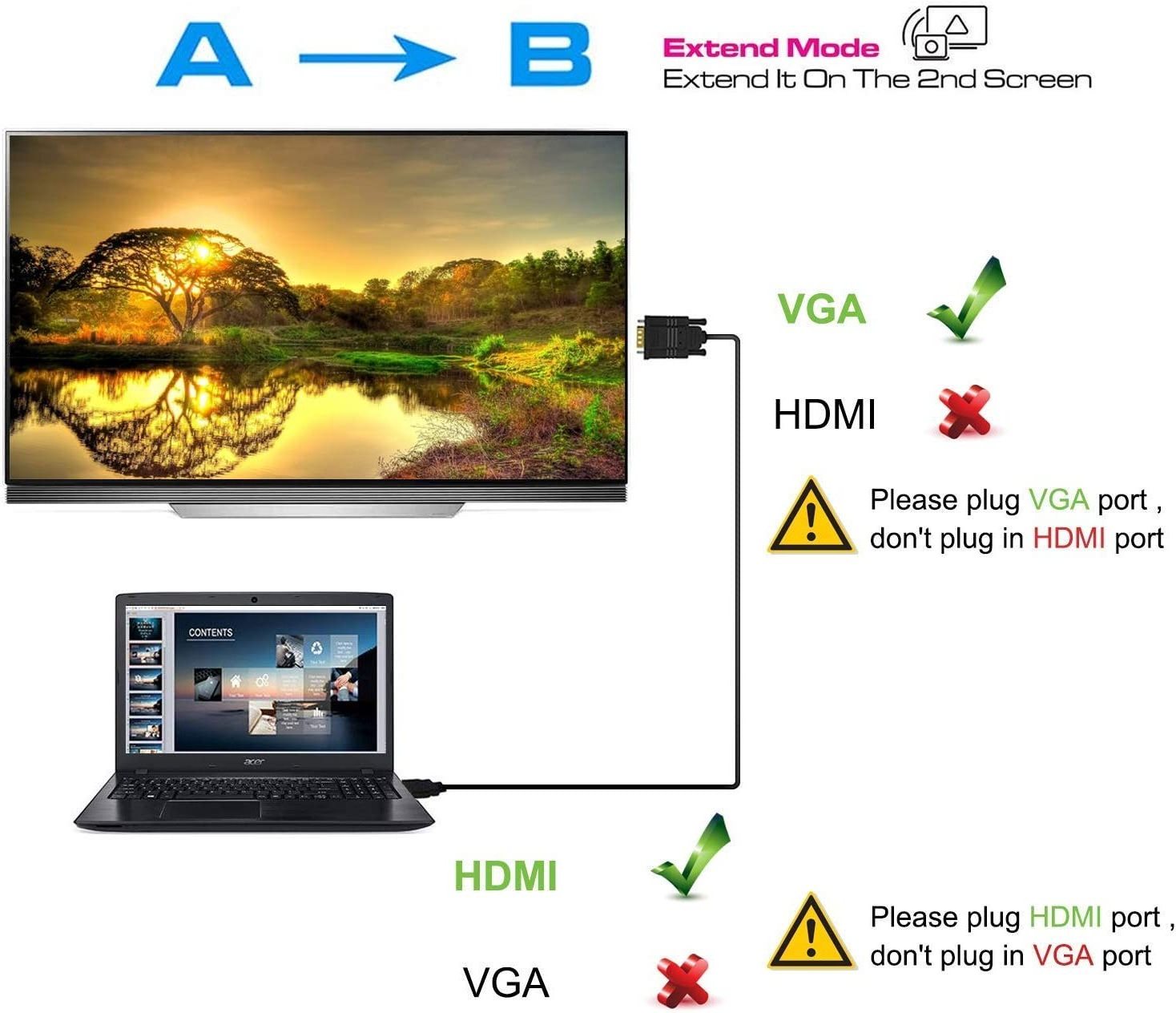 Custom Hdmi To VGA  And VGA To HDMI Support Computer Monitor Projector HD Audio Video Data Cable