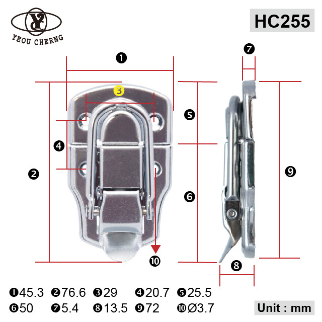 factory direct HC255 plated nickel clip lock for quick release tool box hardware locks simple good quality fashion special