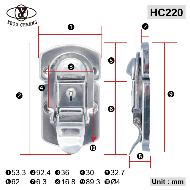 Crate case locks with HC220 galvanized silver metal latch catches lock hardware safety high-grade security & protection durable