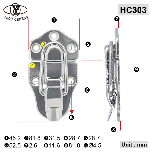 HC303 High Quality rotary toggle toolbox padlock latch lock for furniture case draw bolt catch tool box lock latch