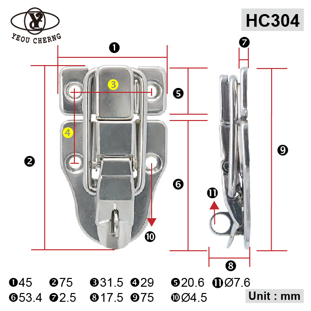 Premium exquisite strong draw case locks latches HC304 for money case wood case aluminum tool box cabinet