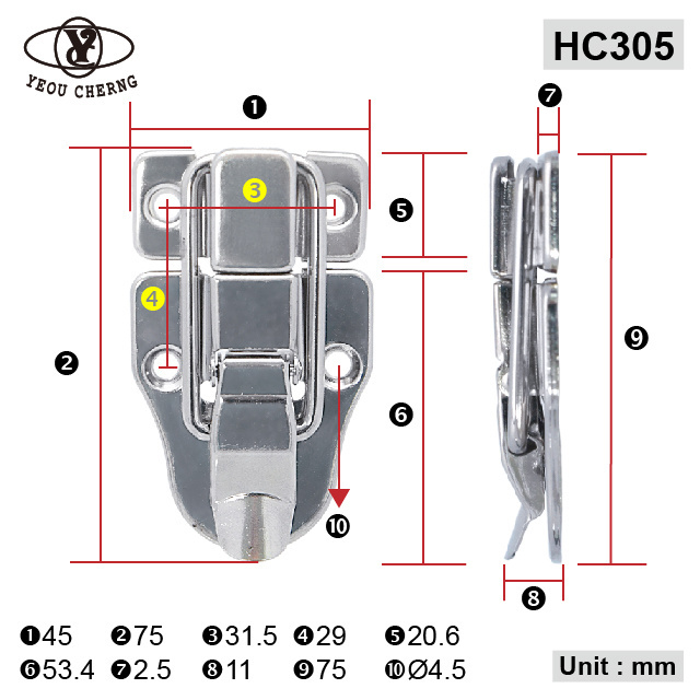 Case lock HC305 mounted mental case locks latches for stage speakers