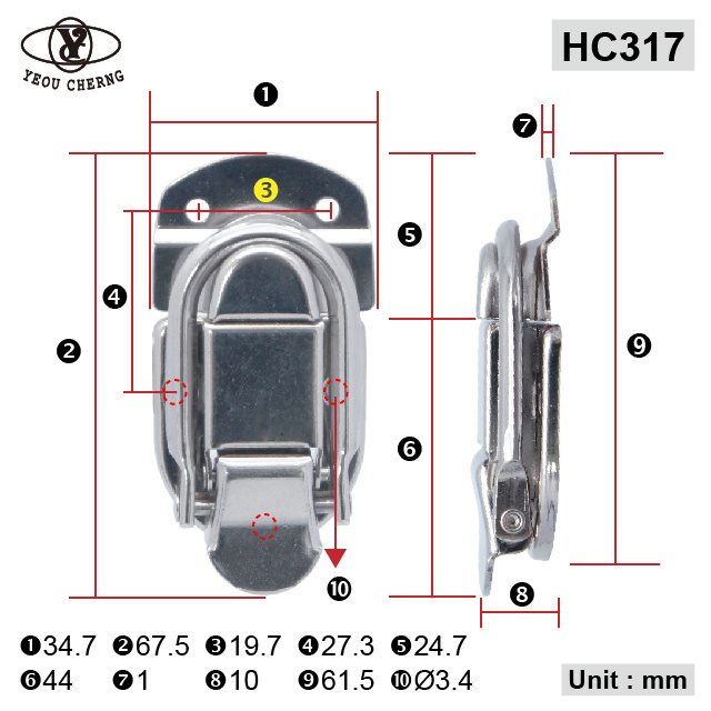 Tawan Manufactured hot selling HC317 metal case lock Metal Accessories Hasp Lock Latch for Guitar wooden case aluminum box