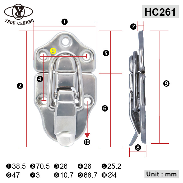 manufacturer direct HC261 galvanizing silver metal latch lock for eco-friendly wooden case hardware precision custom locks