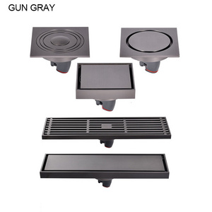 Gun Gray Copper  Black  Brushed Customized Anti-Odor Brass Floor Drain Sink Floor Waste Shower Trap