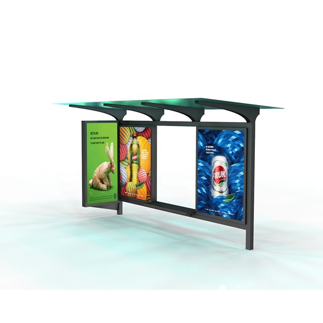 Popular solar powered metal bus stop shelter with waiting bench