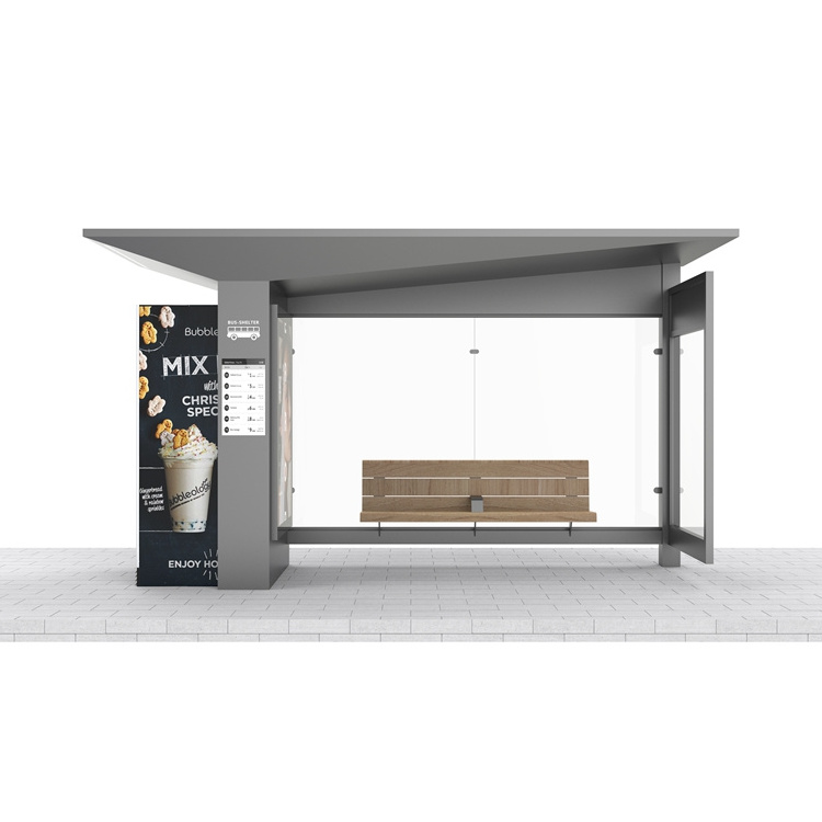 Customized Smart City Furniture Public Facility Intelligent Bus Shelter With Vending Kiosk