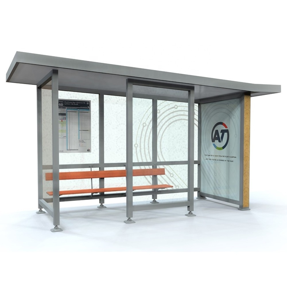 Modern Galvanized Steel Advertising Bus Stop Shelter For Sale