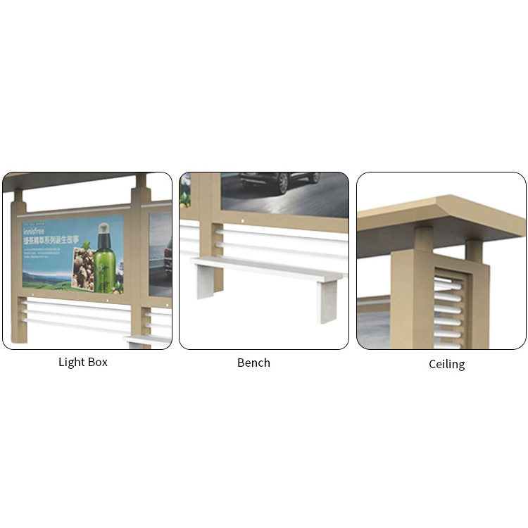 Outdoor Stainless Steel Bus Shelters Advertising Bus Stop For Sale