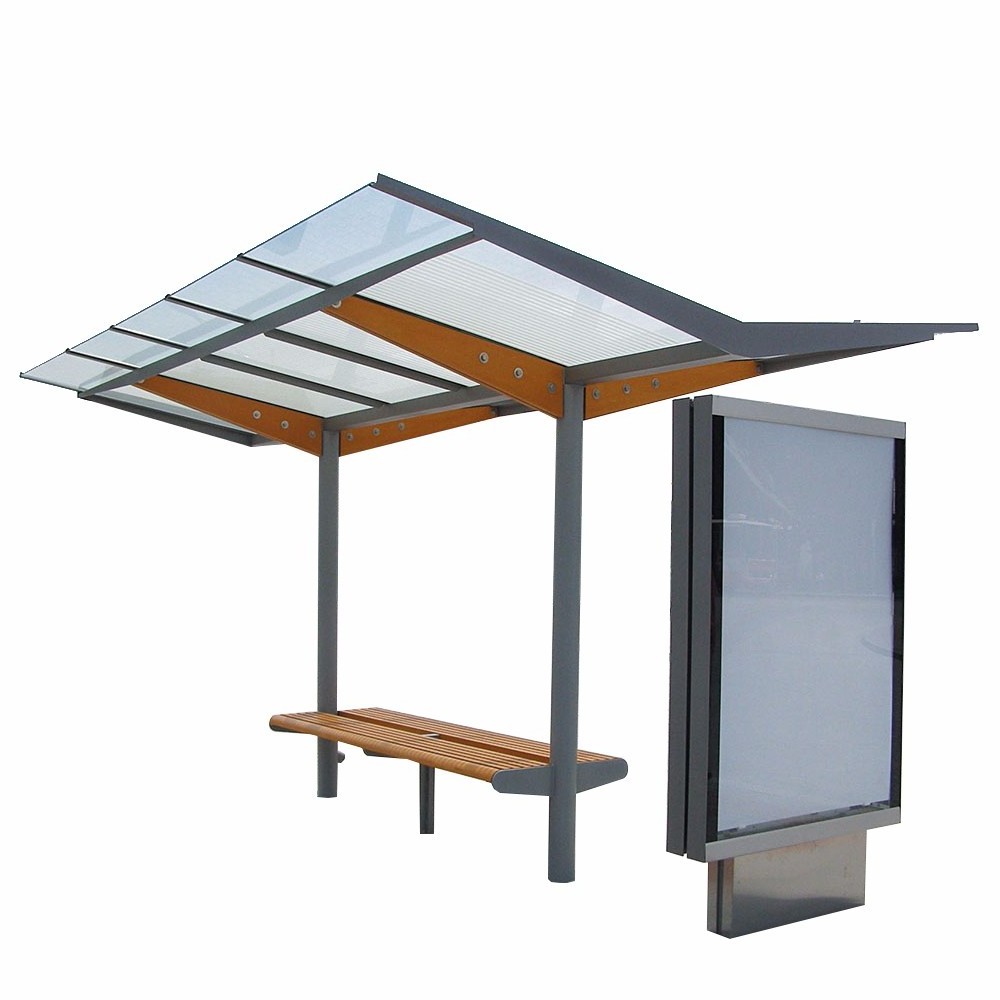 Modern Metal Bus Stop Shelter With Lightbox For Sale