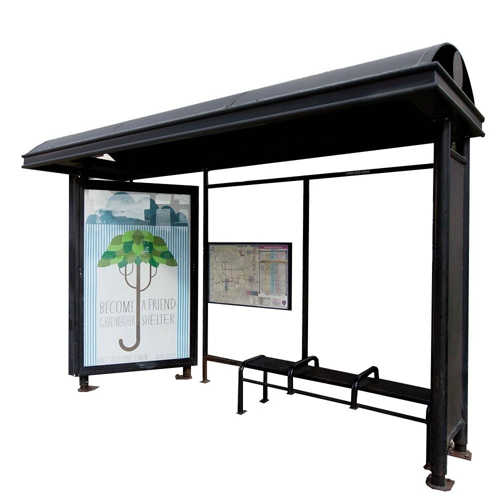 Modern Metal Bus Stop Shelter With Lightbox For Sale