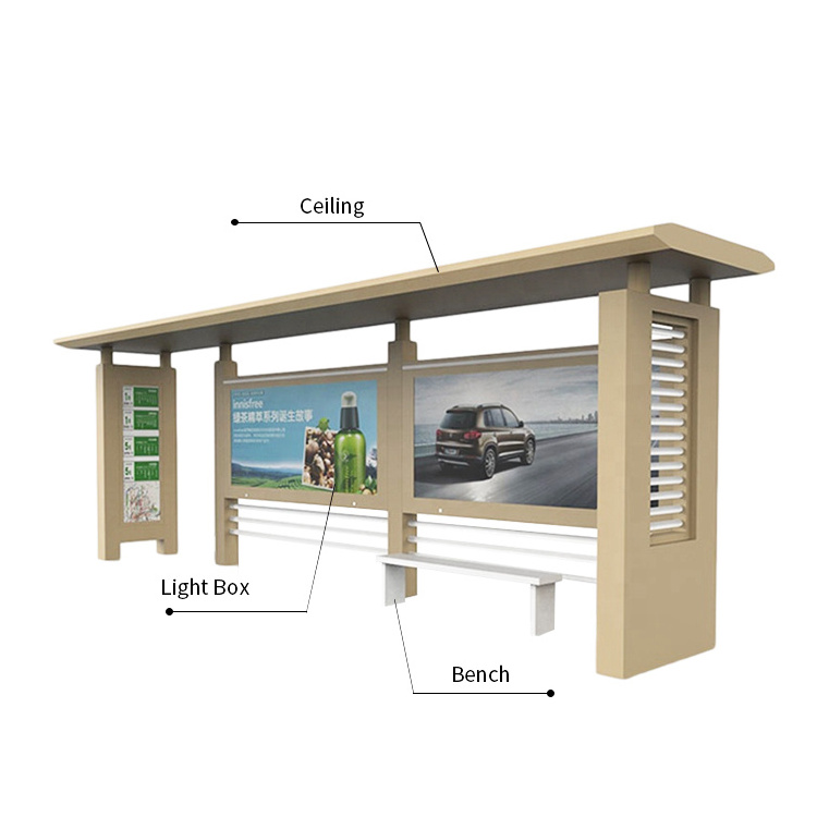 Outdoor Stainless Steel Bus Shelters Advertising Bus Stop For Sale